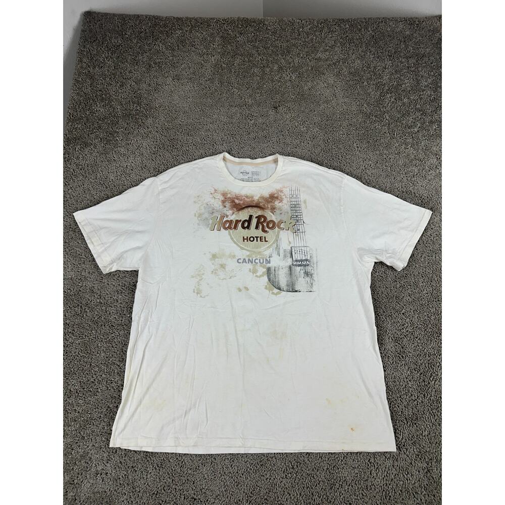 Hard Rock Casino Shirt Mens XXL 2XL White Cancun Hotel Short Sleeve Casual